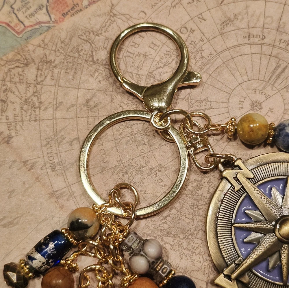 Explore Purse Charm or Keychain Jasper Agate Handcrafted